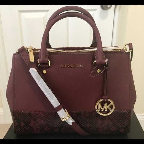 Michael Kors Sutton Colorblock Python Med Satchel - Picture 3 of 6